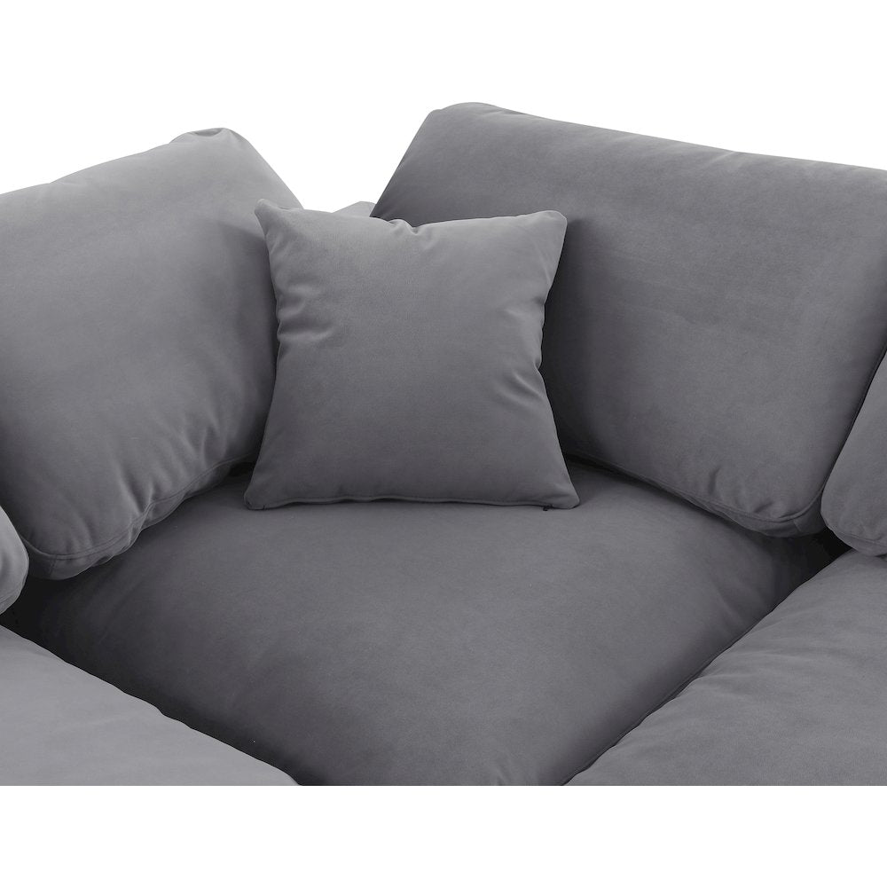 Comfy Grey Velvet Modular Sofa