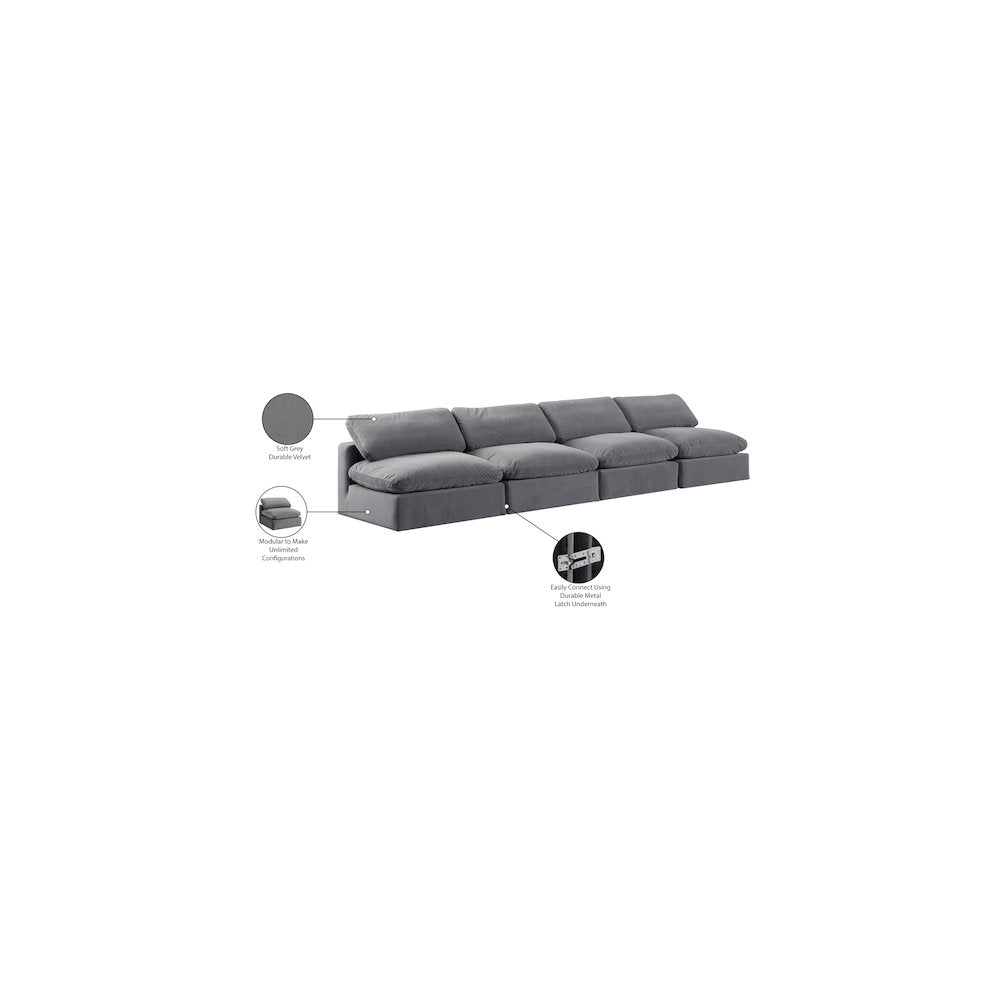 Comfy Grey Velvet Modular Sofa