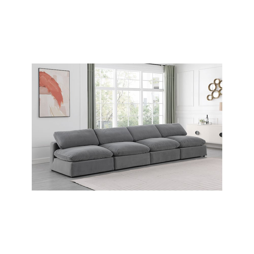 Comfy Grey Velvet Modular Sofa