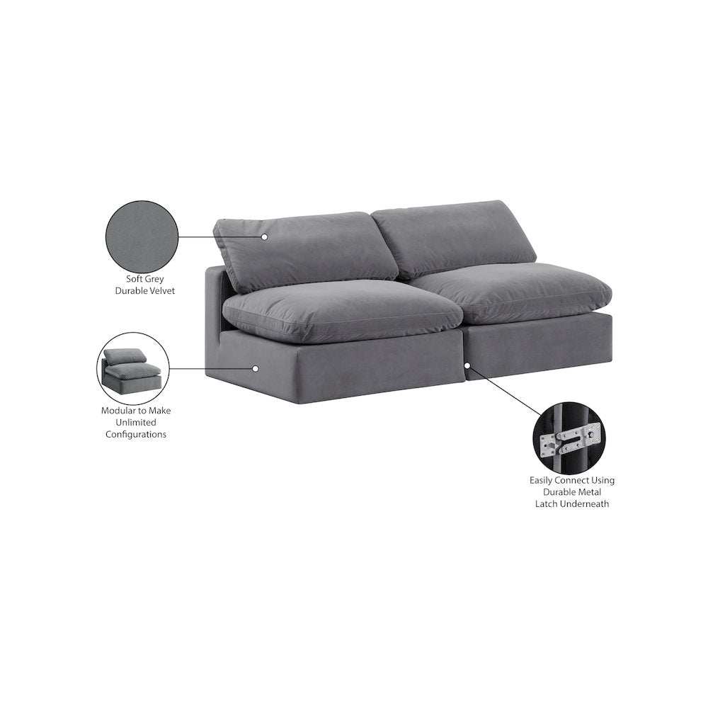 Comfy Grey Velvet Modular Sofa