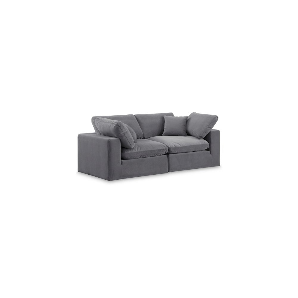 Comfy Grey Velvet Modular Sofa