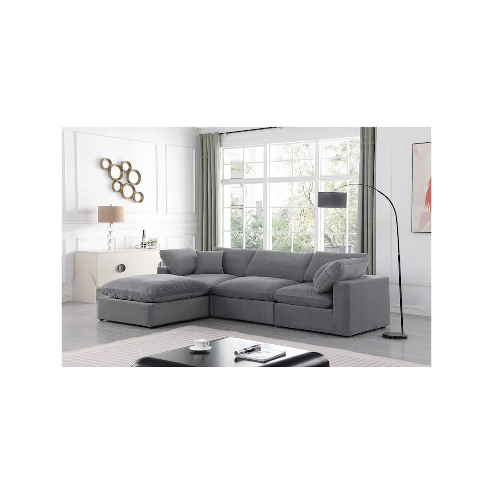 Comfy Grey Velvet Modular Sectional