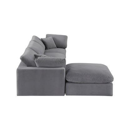 Comfy Grey Velvet Modular Sectional