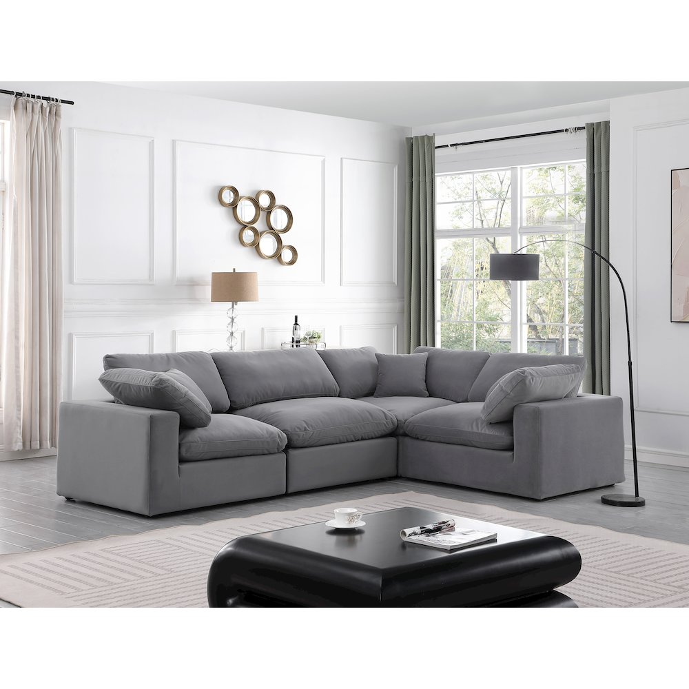 Comfy Grey Velvet Modular Sectional