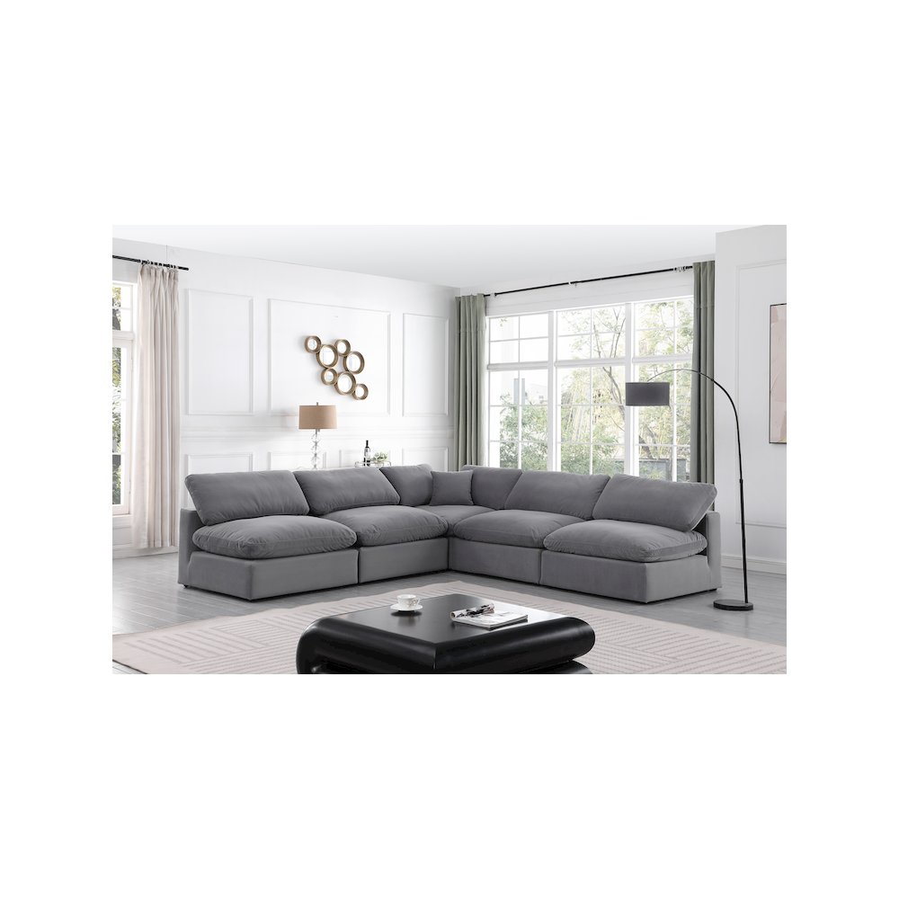 Comfy Grey Velvet Modular Sectional