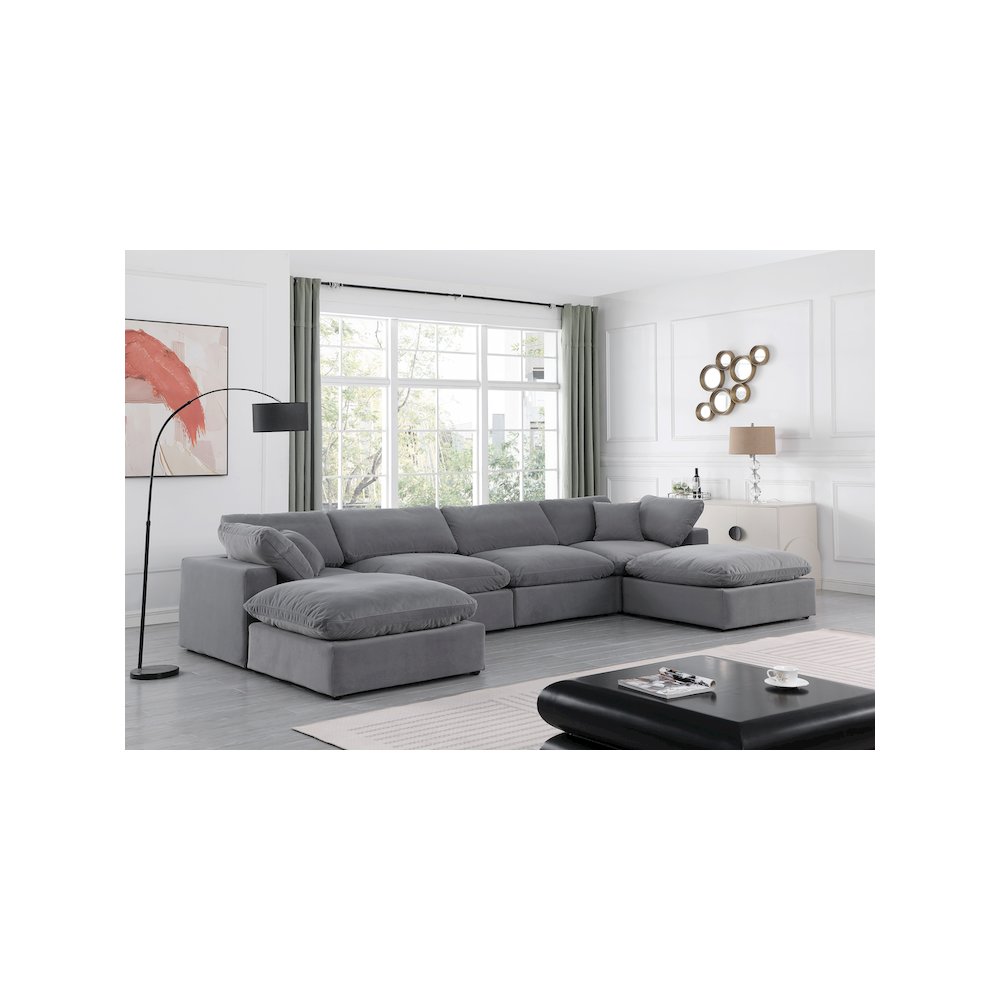 Comfy Grey Velvet Modular Sectional