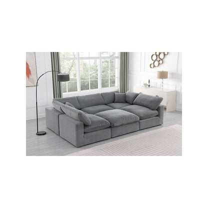 Comfy Grey Velvet Modular Sectional