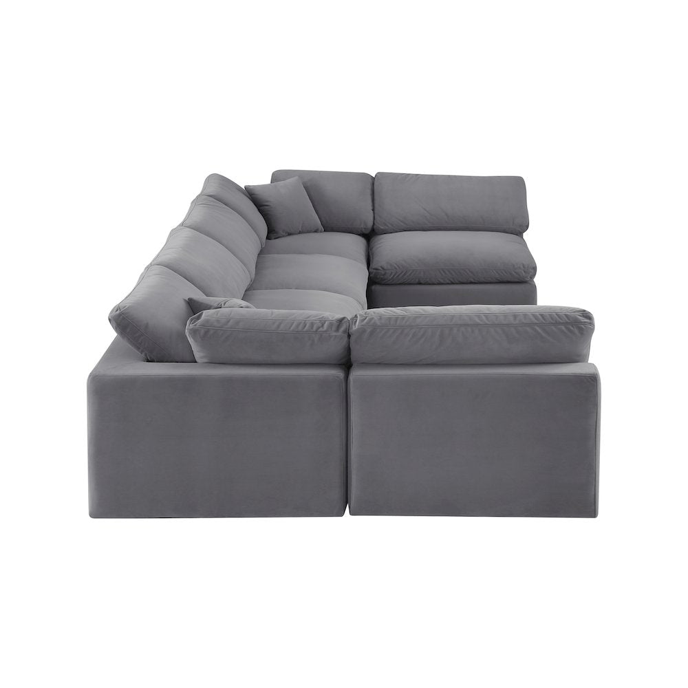 Comfy Grey Velvet Modular Sectional