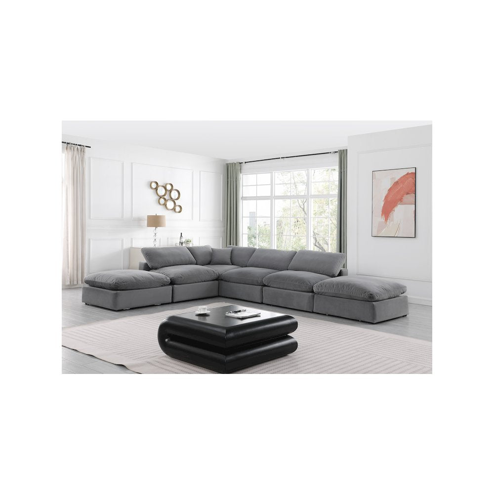 Comfy Grey Velvet Modular Sectional