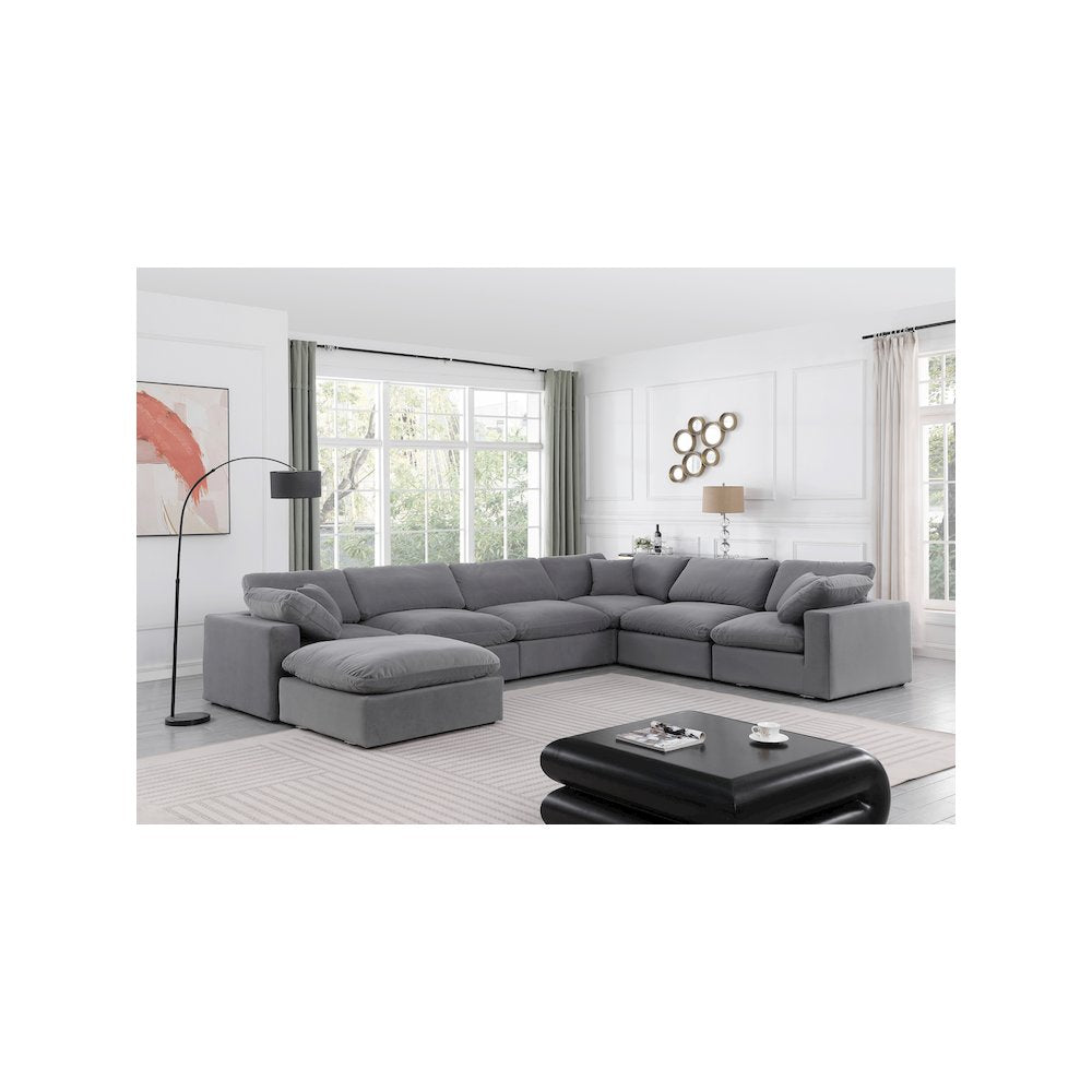 Comfy Grey Velvet Modular Sectional
