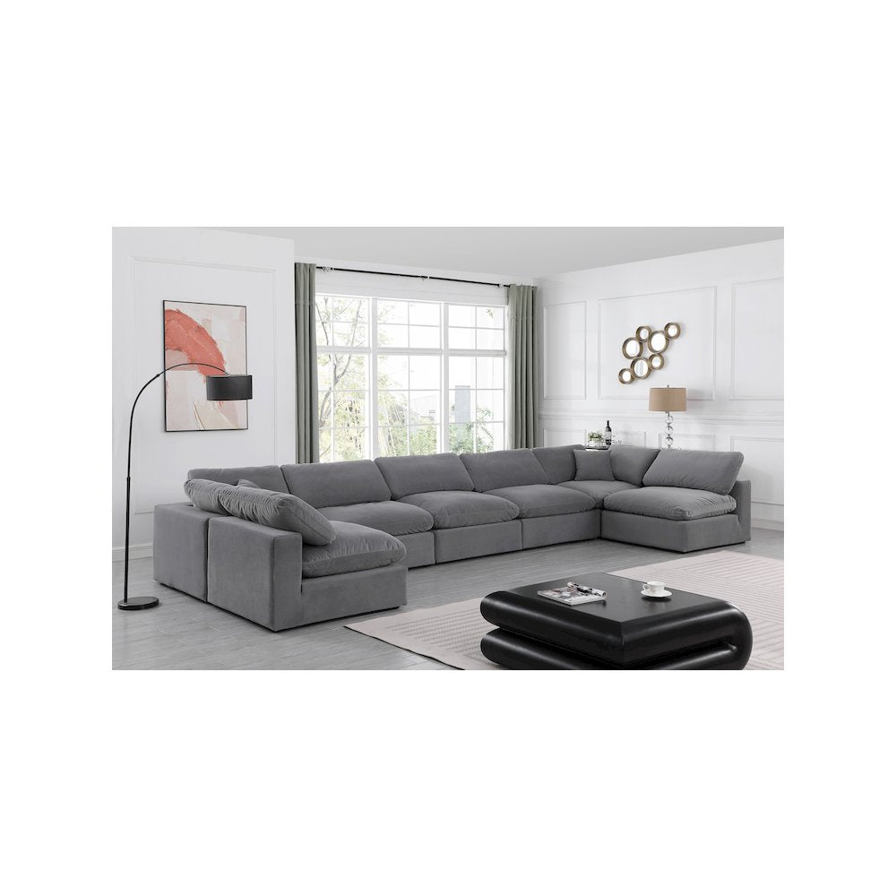 Comfy Grey Velvet Modular Sectional