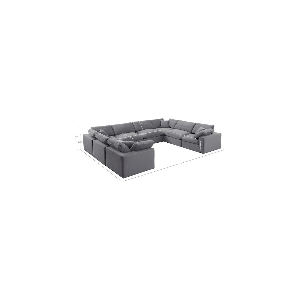 Comfy Grey Velvet Modular Sectional