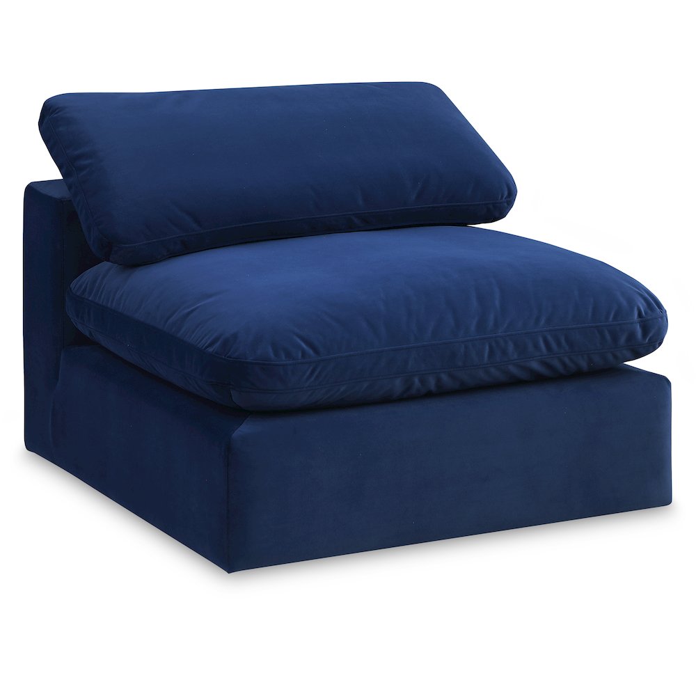 Comfy Navy Velvet Modular Armless Chair