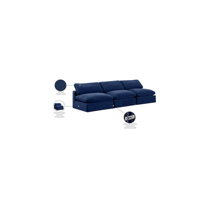 Comfy Navy Velvet Modular Sofa