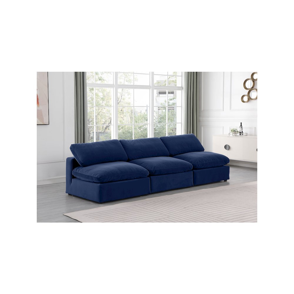 Comfy Navy Velvet Modular Sofa