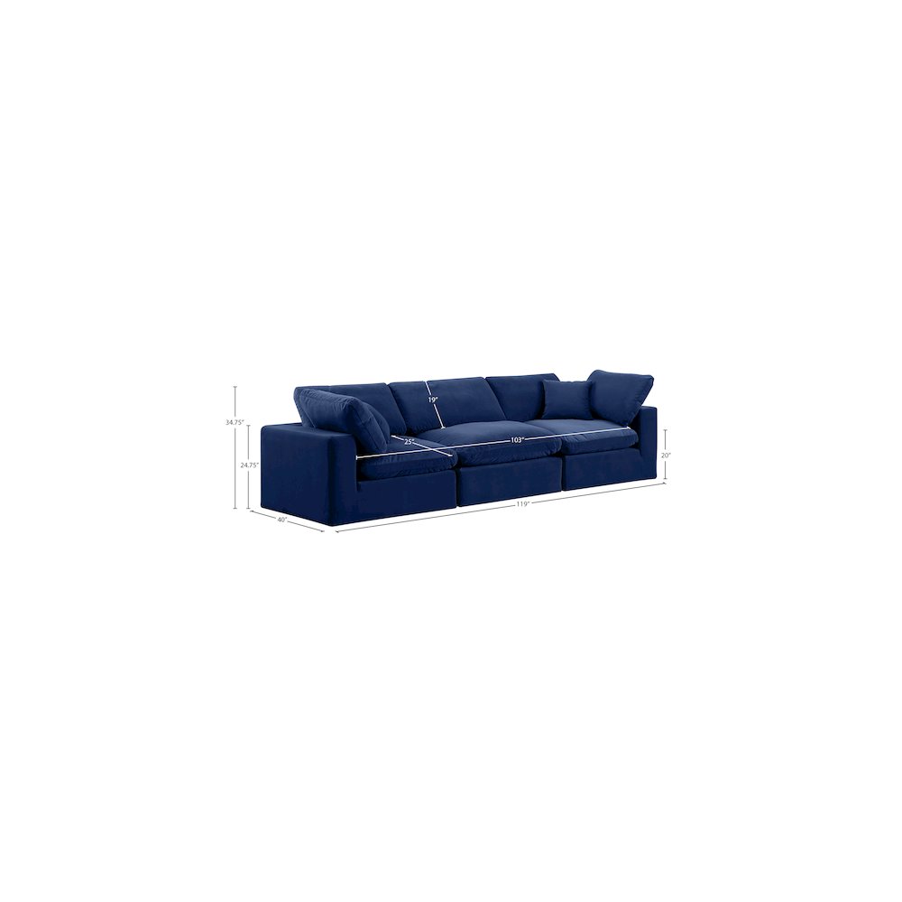 Comfy Navy Velvet Modular Sofa