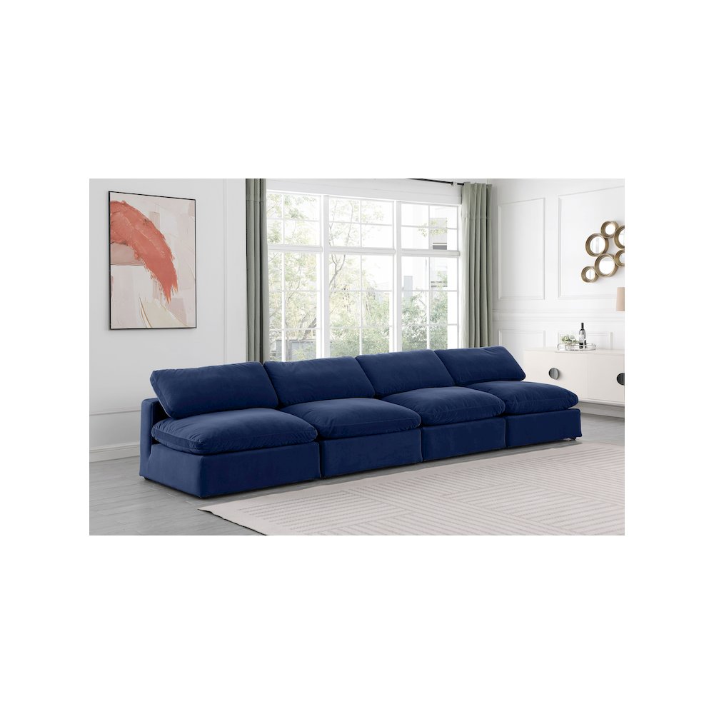 Comfy Navy Velvet Modular Sofa