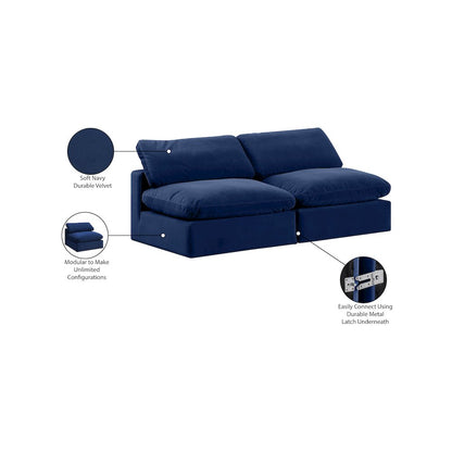 Comfy Navy Velvet Modular Sofa