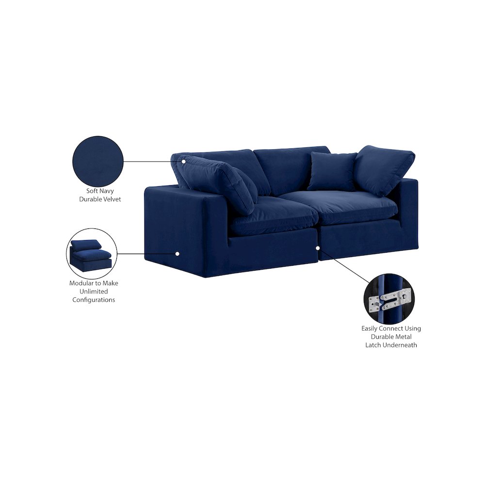 Comfy Navy Velvet Modular Sofa