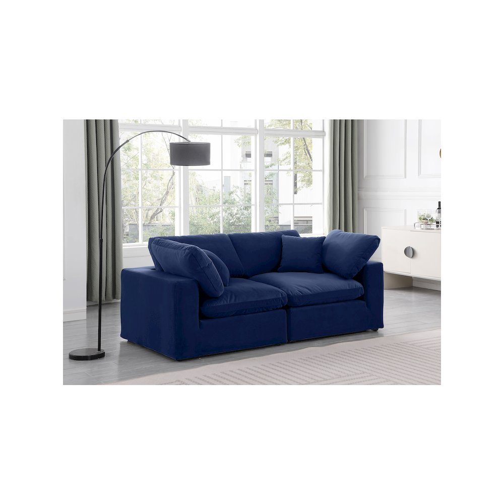 Comfy Navy Velvet Modular Sofa
