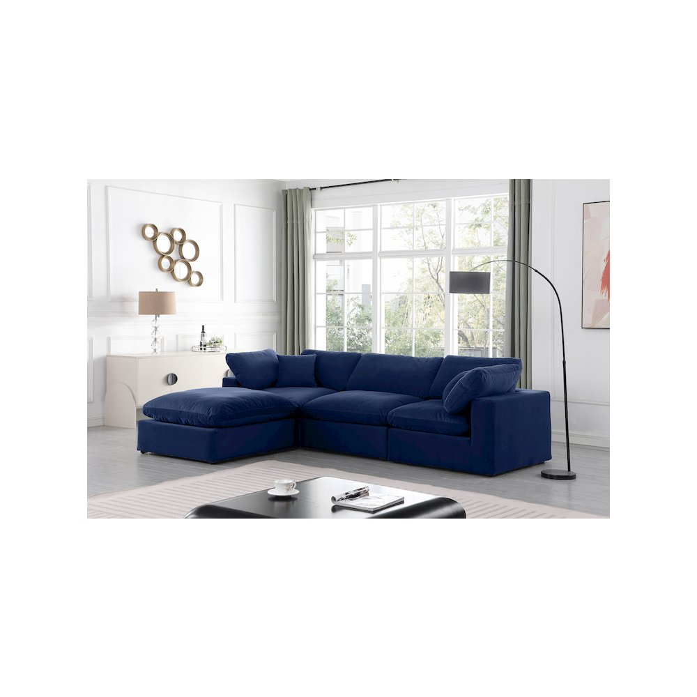 Comfy Navy Velvet Modular Sectional
