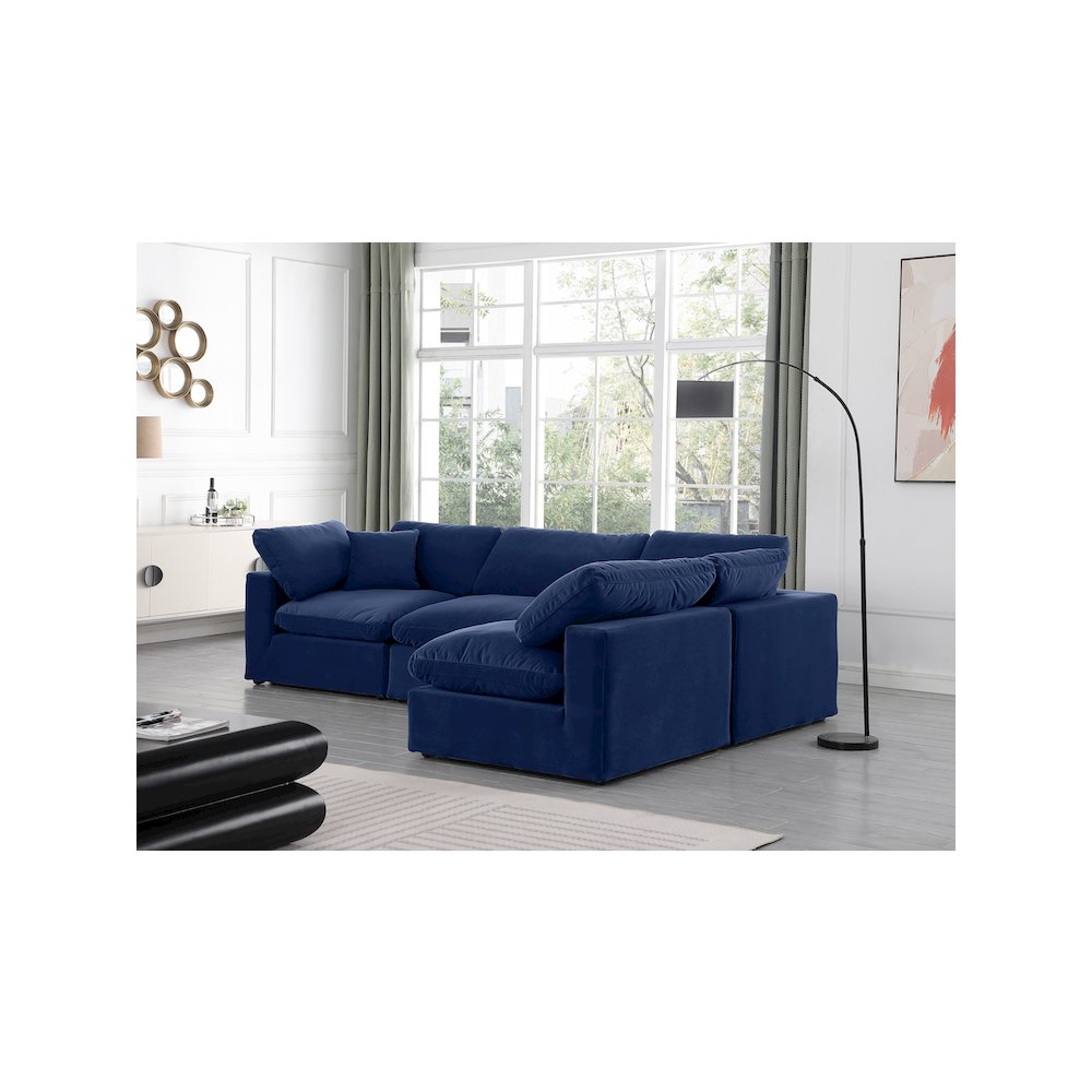 Comfy Navy Velvet Modular Sectional