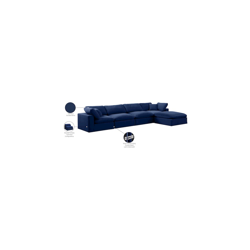 Comfy Navy Velvet Modular Sectional