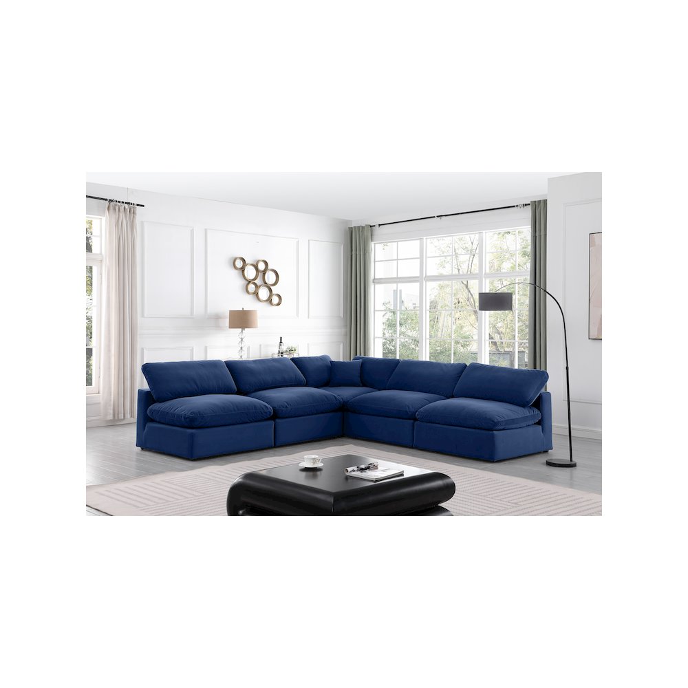 Comfy Navy Velvet Modular Sectional