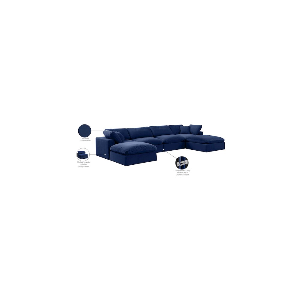 Comfy Navy Velvet Modular Sectional
