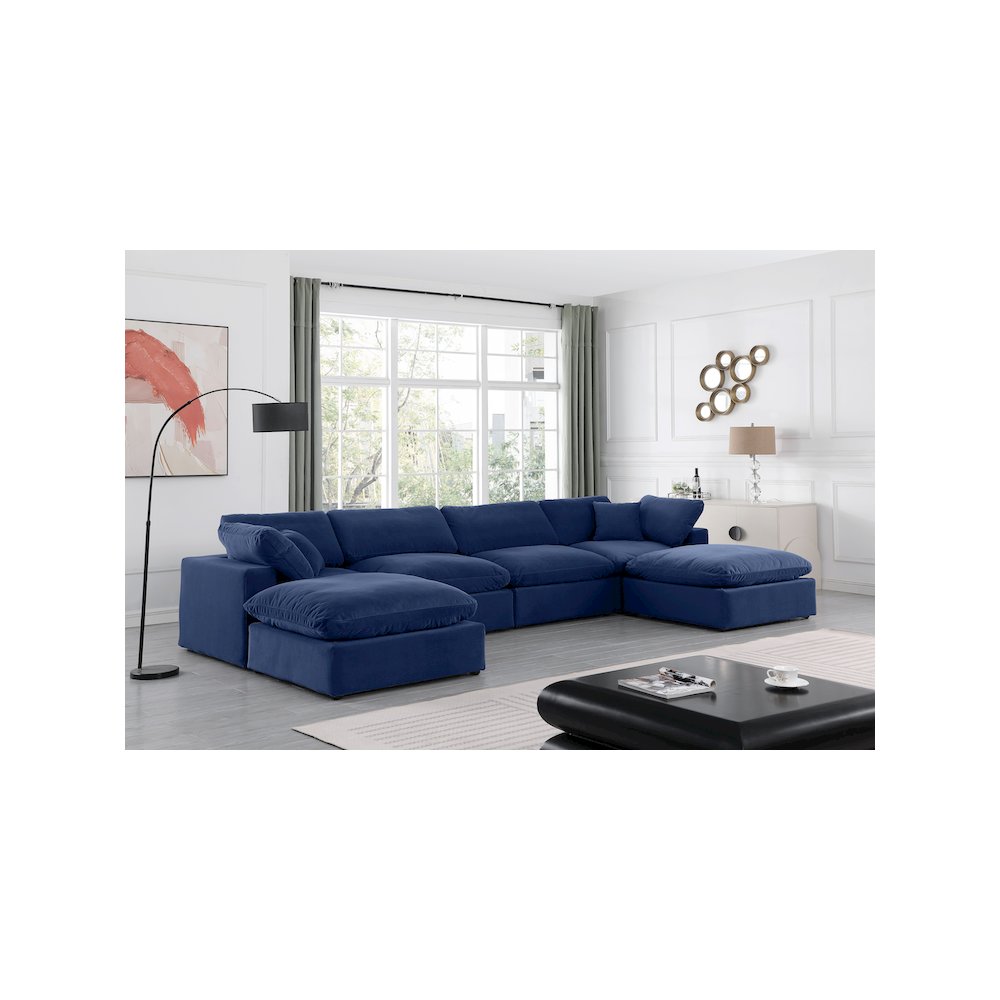 Comfy Navy Velvet Modular Sectional