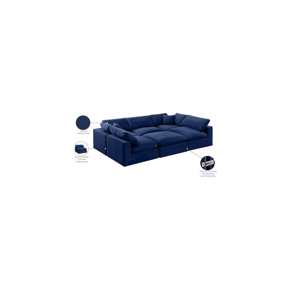 Comfy Navy Velvet Modular Sectional