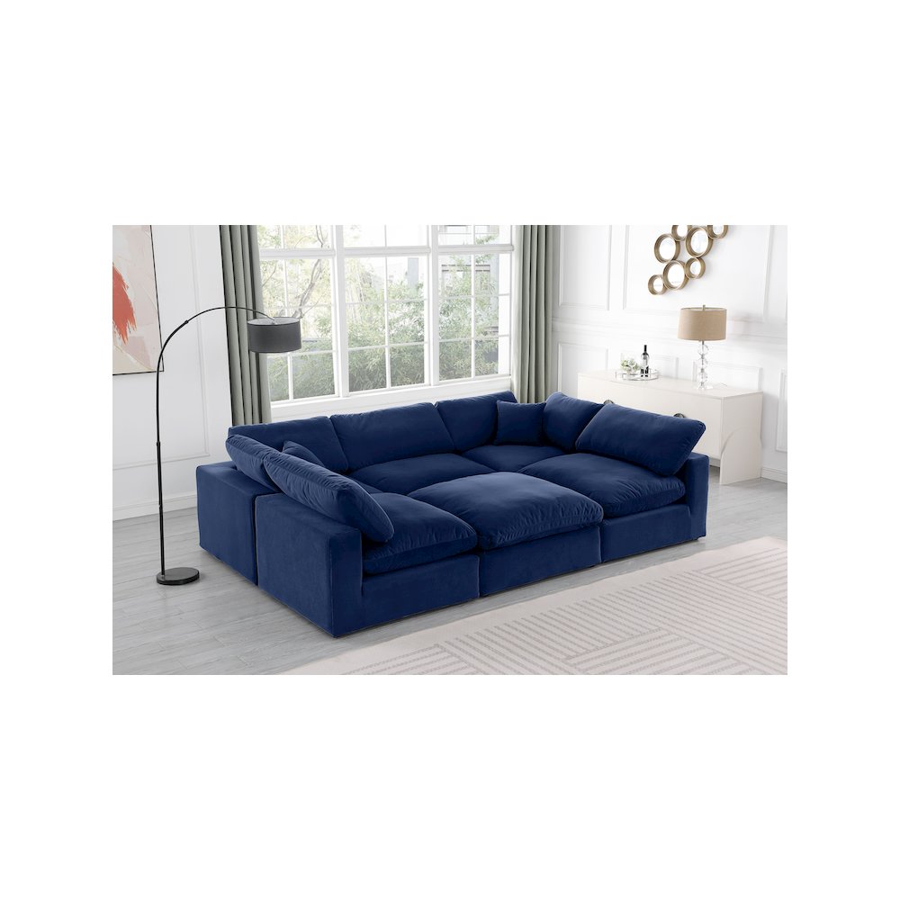 Comfy Navy Velvet Modular Sectional