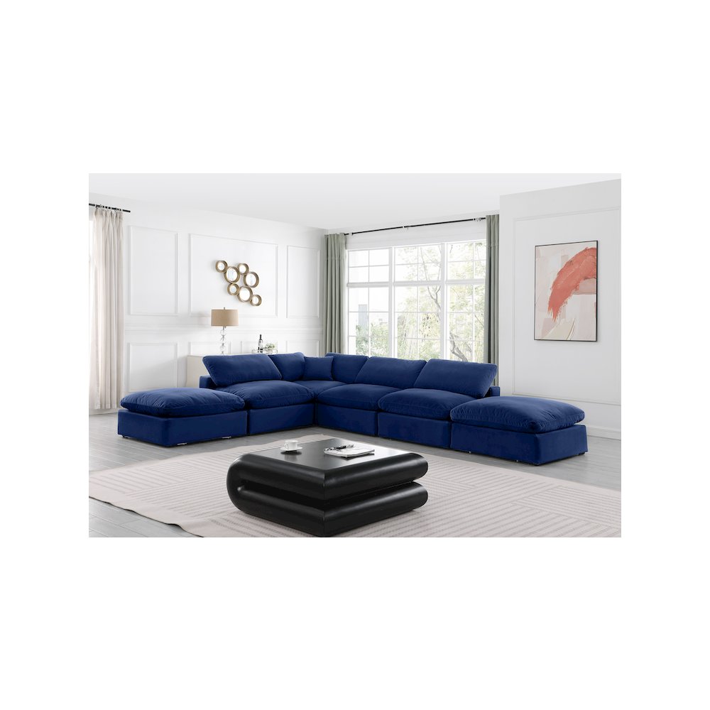 Comfy Navy Velvet Modular Sectional