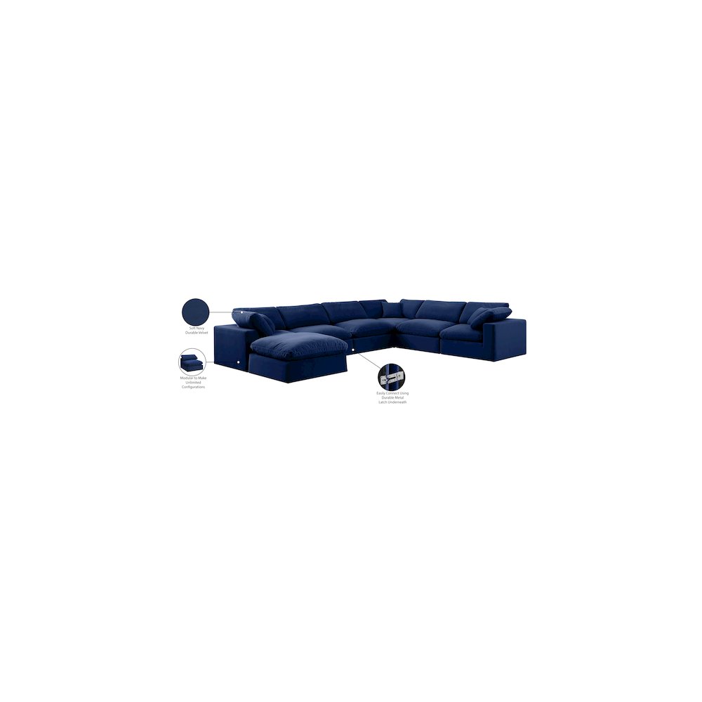Comfy Navy Velvet Modular Sectional