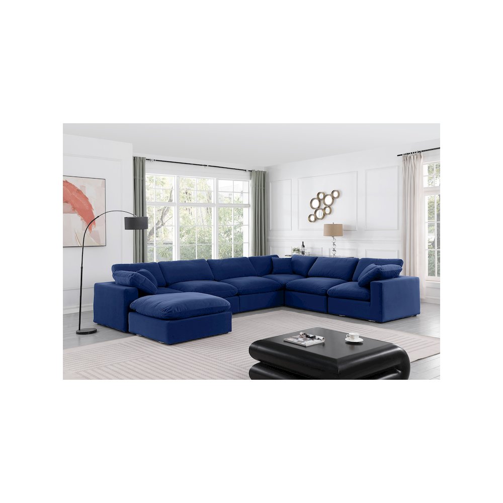 Comfy Navy Velvet Modular Sectional