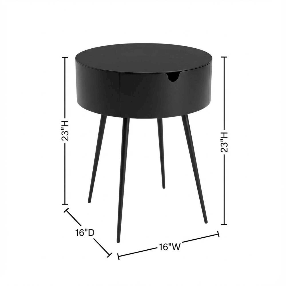 Black Nightstand with Contemporary Finish and Modern Style