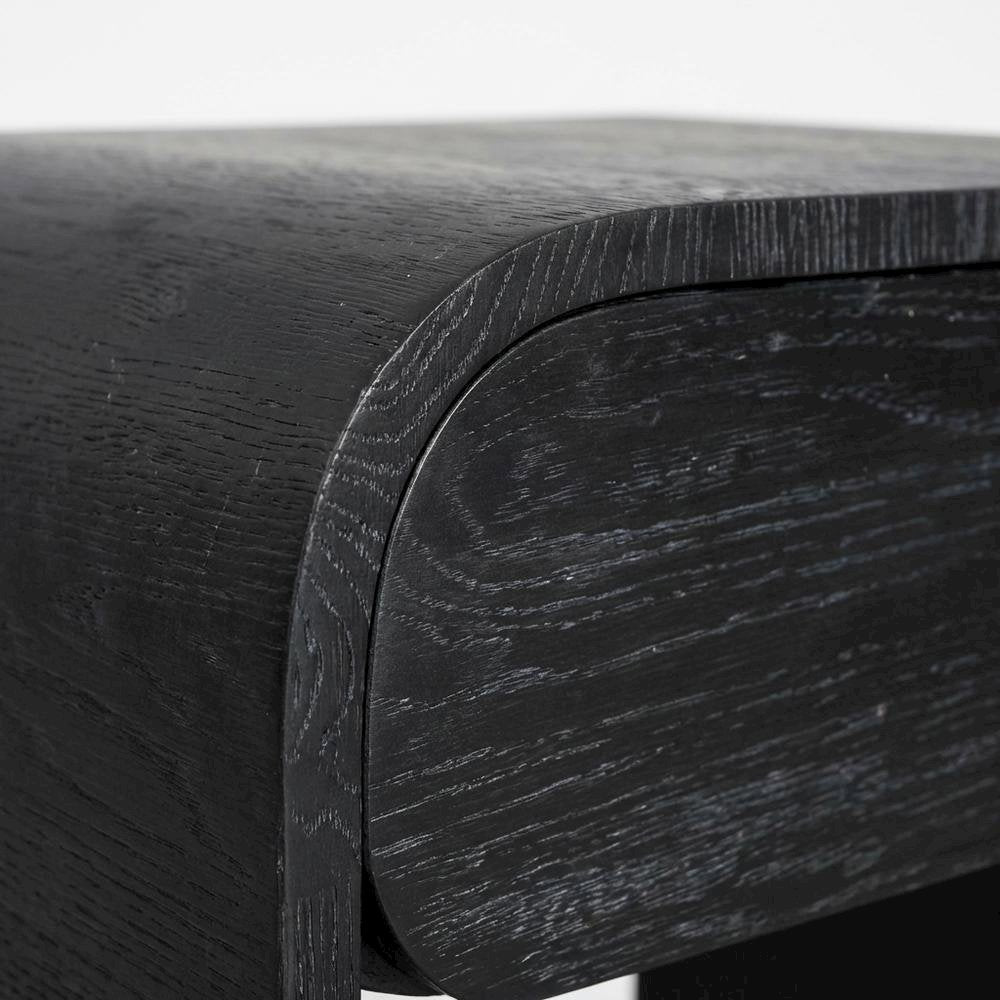 Black Oak Nightstand with Brushed Oak Finish and Mid Century Style