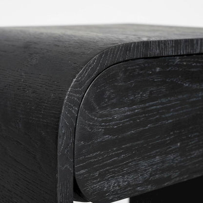 Black Oak Nightstand with Brushed Oak Finish and Mid Century Style