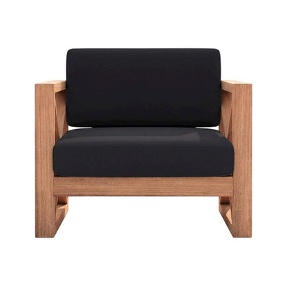 Contemporary Black Fabric Outdoor Chair With Cushioned Seat And Finish