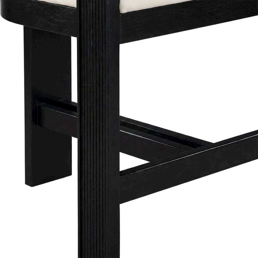 Velvet Art Deco Counter Stool, Low Back, Rubberwood Legs, Cream Velvet