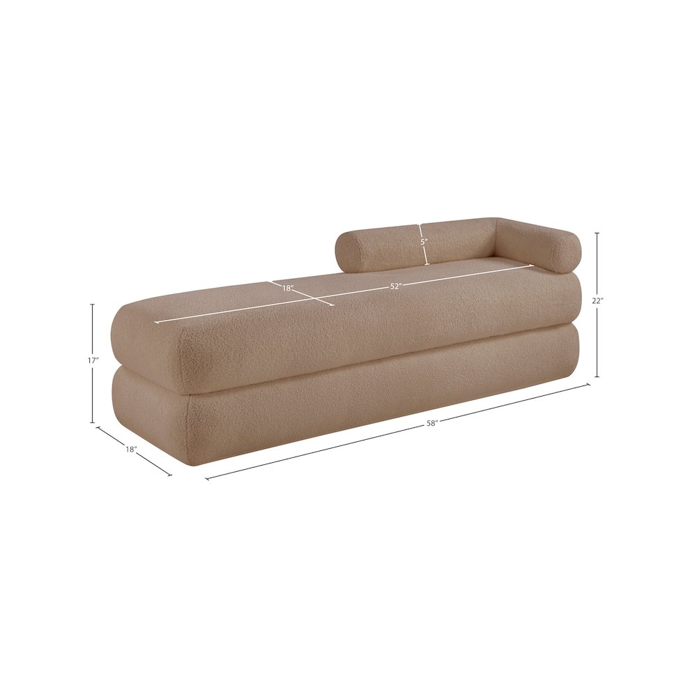 Kennedy Beige Faux Shearling Teddy Fabric Bench