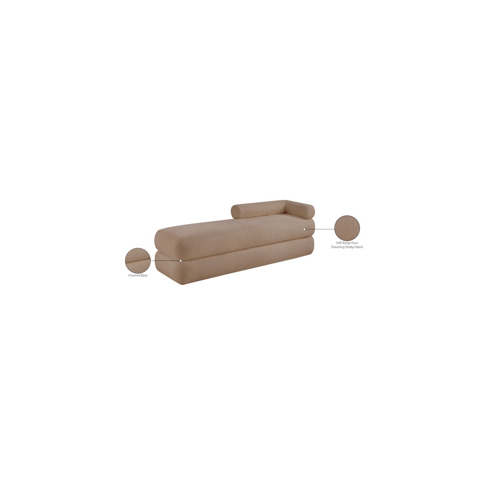 Kennedy Beige Faux Shearling Teddy Fabric Bench