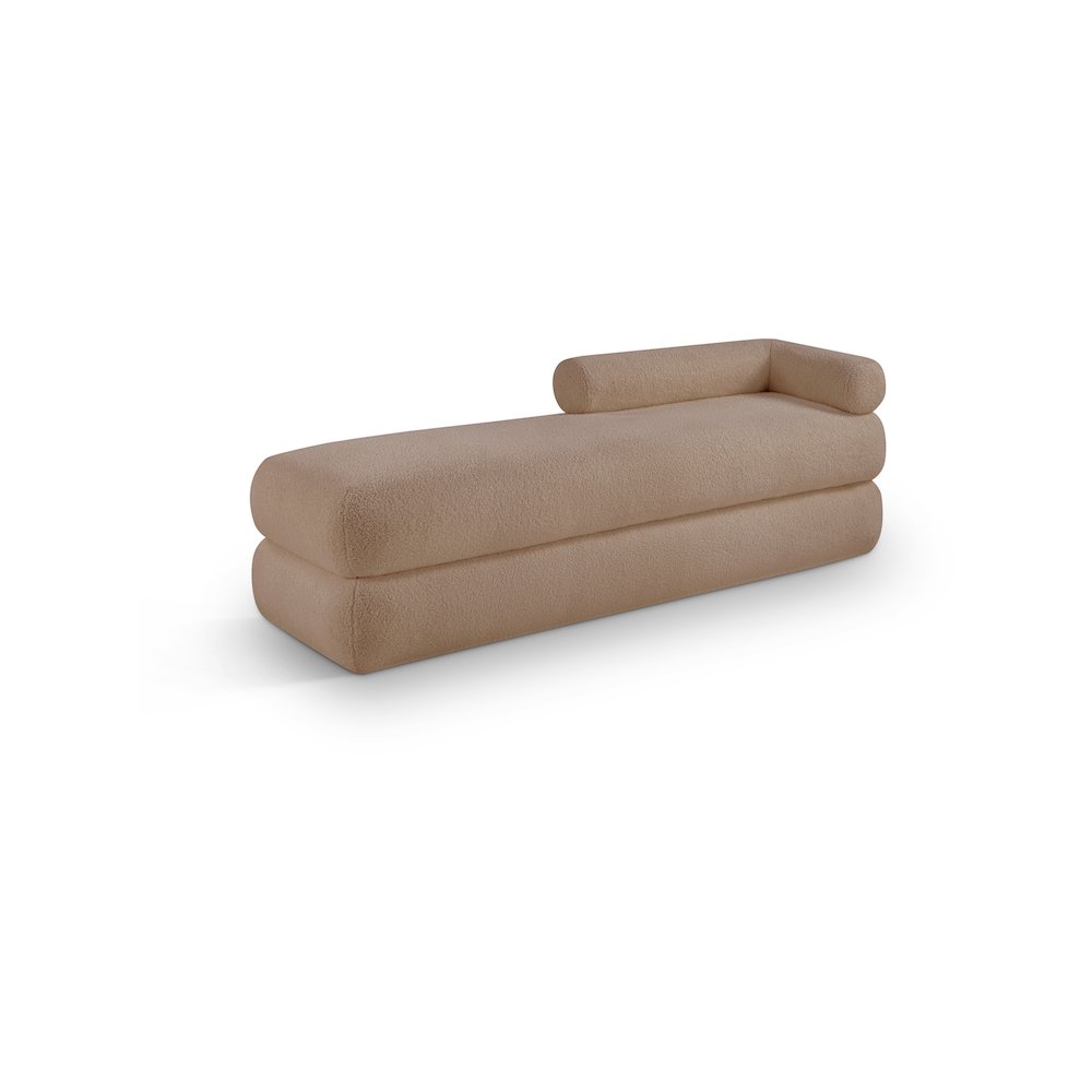 Kennedy Beige Faux Shearling Teddy Fabric Bench
