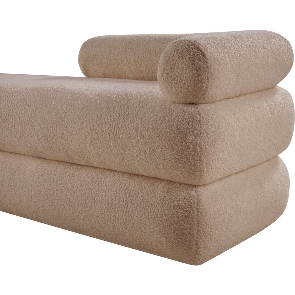 Kennedy Beige Faux Shearling Teddy Fabric Bench