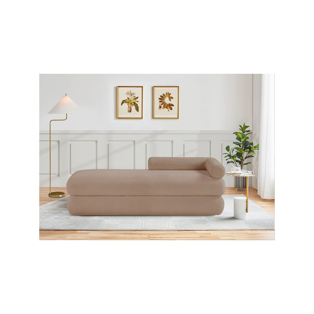 Kennedy Beige Faux Shearling Teddy Fabric Bench