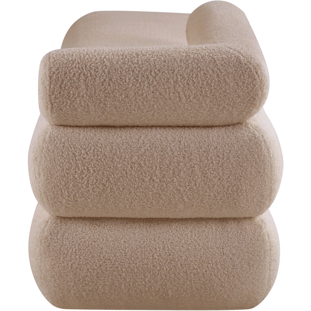 Kennedy Beige Faux Shearling Teddy Fabric Bench
