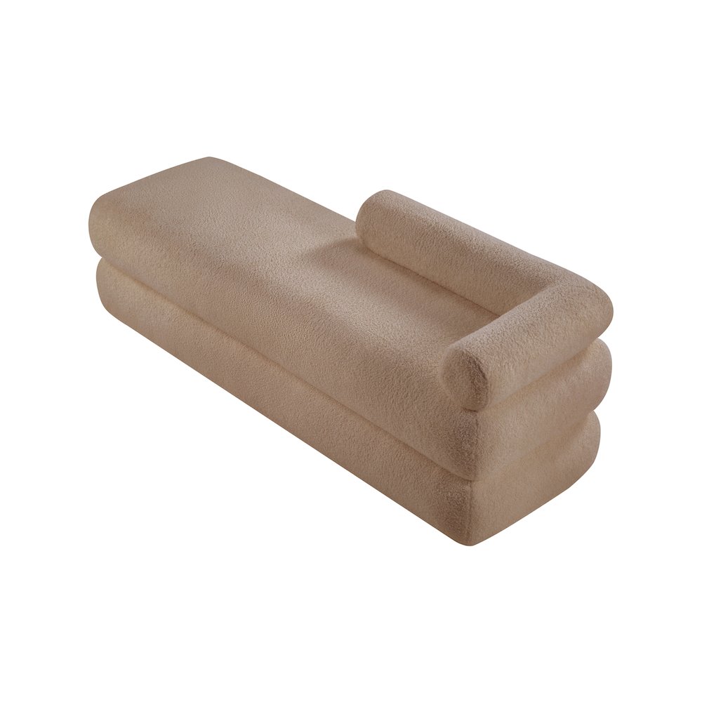 Kennedy Beige Faux Shearling Teddy Fabric Bench