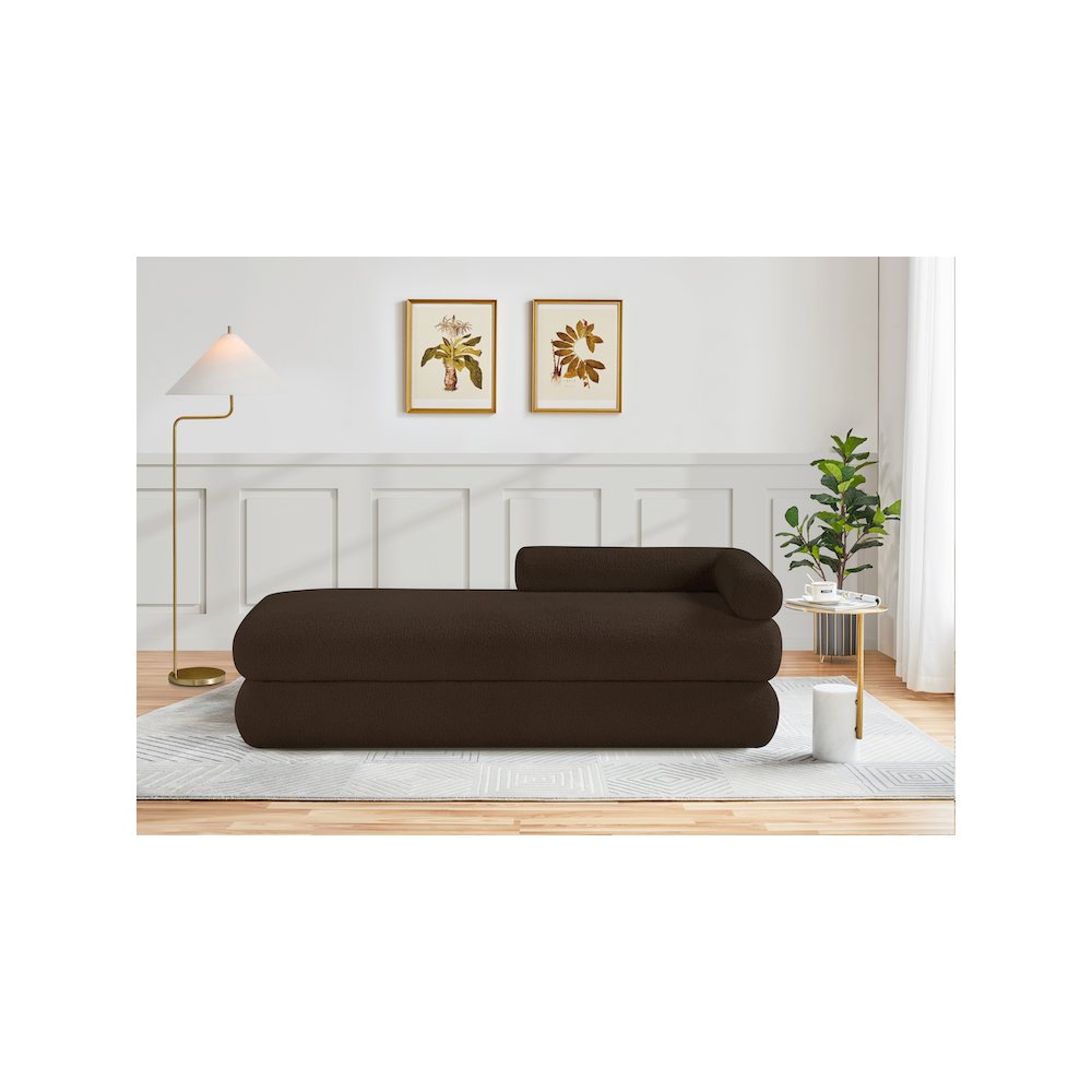 Kennedy Brown Faux Shearling Teddy Fabric Bench