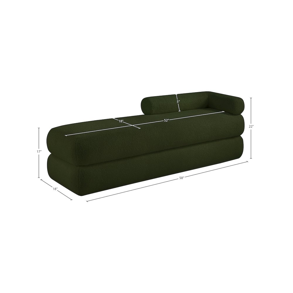 Kennedy Green Faux Shearling Teddy Fabric Bench