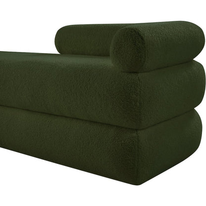 Kennedy Green Faux Shearling Teddy Fabric Bench